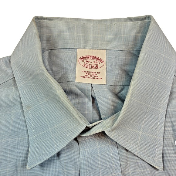 Brooks Brothers Other - Brooks Brothers Blue Windowpane Dress Shirt 16.5 33 Traditional Cotton Non Iron